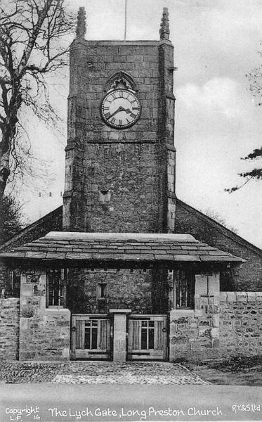 St Marys Church - lych gate - 1967.JPG - St Mary's church in 1967. The Lych Gate was erected in memory of Mr Sydenham John Ady,  who was a Lay Reader of Long Preston and Wigglesworth 1900 to1936.